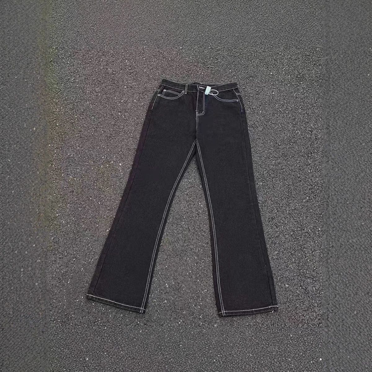 Vintage 517-Inspired Washed Black Jeans – High Street Flare Pants With Contrast Stitching | Kenij Loose Fit Retro Denim_mkmklike.com