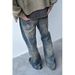 Vintage Flared Jeans For Women - High Waist Stretchy Slim Fit Bootcut Denim Pants With Retro Distressed Look_mkmklike.com
