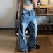 Retro American Street Style Ripped Jeans Straight Leg Distressed Design Slimming Floor Length Trousers Trendy Brand_mkmklike.com