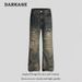 Retro Distressed Ripped Jeans For Men And Women Straight Leg Loose Fit Wide Leg Pants_mkmklike.com