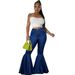Women’s Clothing denim elastic slim fit hip hugging wide leg flared pants_mkmklike.com