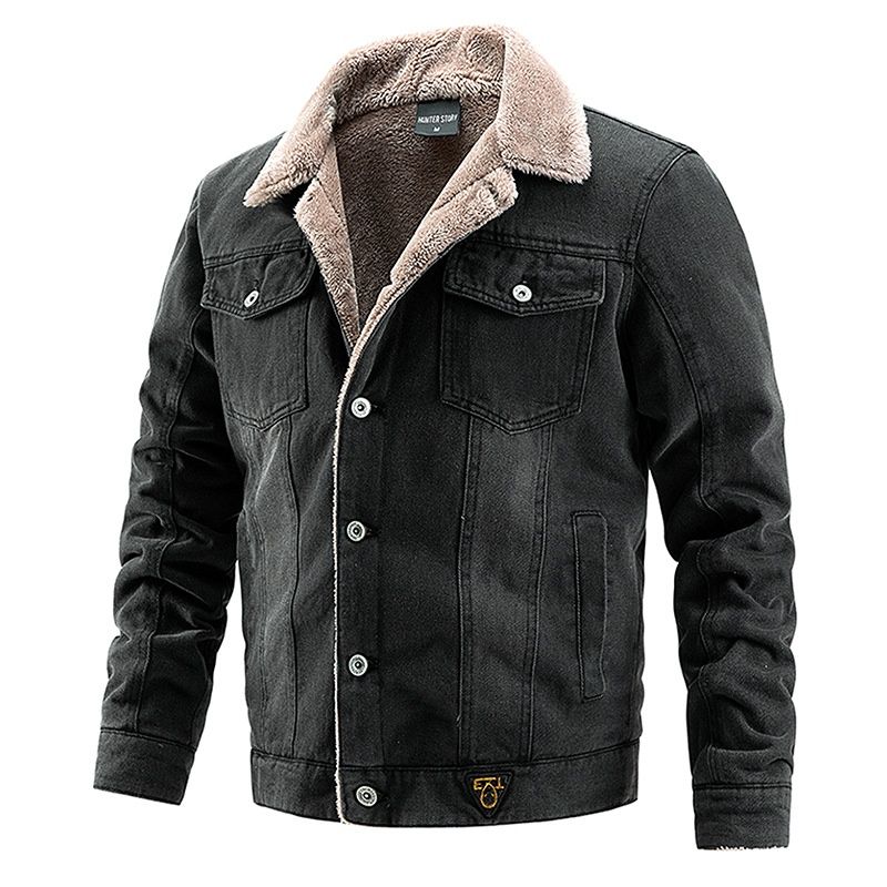 Loom Cross-Border Exclusive Denim Jacket Men, Fleece-Lined Thickened, Plus Size European And American Fashion Trend Outerwear_mkmklike.com