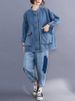 K Large Pocket Artistic Denim Jacket For Women, Loose New Style, Vintage Short Style, Plus Size Denim Jacket_mkmklike.com