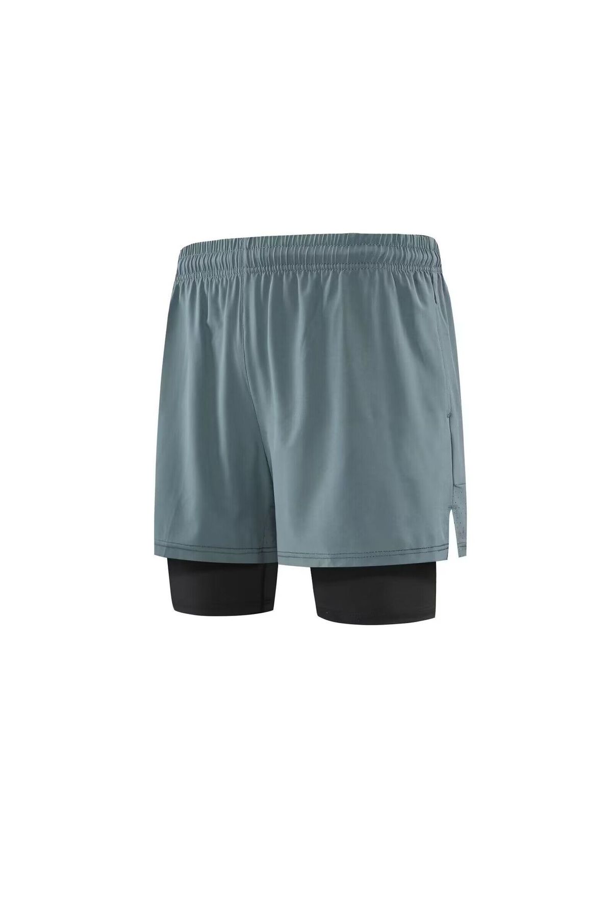 Men's Clothing Two-Piece Sports Shorts Training Pants Fitness Running Marathon Shorts Foot Blue Shorts_mkmklike.com