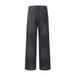 Punk High Street Washed Vintage Jeans For Men With Rivet Decoration, PU Leather Color Block Pocket Design, Unique Long_mkmklike.com