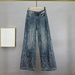 Women's Heavy Duty Wide Leg Jeans Rhinestone Embellished High Waisted Loose Slimming Extra Long Pants Autumn New_mkmklike.com
