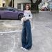 25 Fall/Winter New American Style Wide-Leg Loose Jeans For Women, Straight Casual Floor-Length Pants, Vintage Blue_mkmklike.com