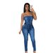 Jeans fashion tube top stretch one-piece jeans_mkmklike.com
