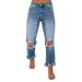 Women's Skinny Cropped Jeans Ripped Spring New Style Fashion High Waist Straight Leg Jeans_mkmklike.com