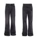 Vintage Black Distressed Jeans For Men - High Street Fashion Slim Fit Flared Casual Pants With Retro Wash Effect_mkmklike.com
