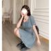 3966 People's Reviews French Style Denim Dress For Women In The Spring Summer Of 2025 New Style, Niche Waist_mkmklike.com