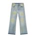 Men's Clothing Korean Street Style Distressed Tie Dye Cleanfit All Match Slightly Flared Washed Jeans Trend_mkmklike.com