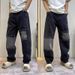 Men's Black Straight Leg Jeans - Vintage Washed Denim Pants For Casual Streetwear & Urban Style Fashion Trends_mkmklike.com