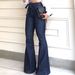 Women's Clothing High Waist Hip Lifting Lace Up Flared Pants Wide Leg Pants Jeans For Women_mkmklike.com