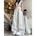 American Retro Style White Curved Hem Jeans With Visible Stitching, Women's Street Style, High-waisted, Slimming, Loose_mkmklike.com