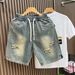 American Style Casual Distressed Jeans For Men Loose Trendy Cool Five-Point Shorts Summer New Mid-Length Pants_mkmklike.com