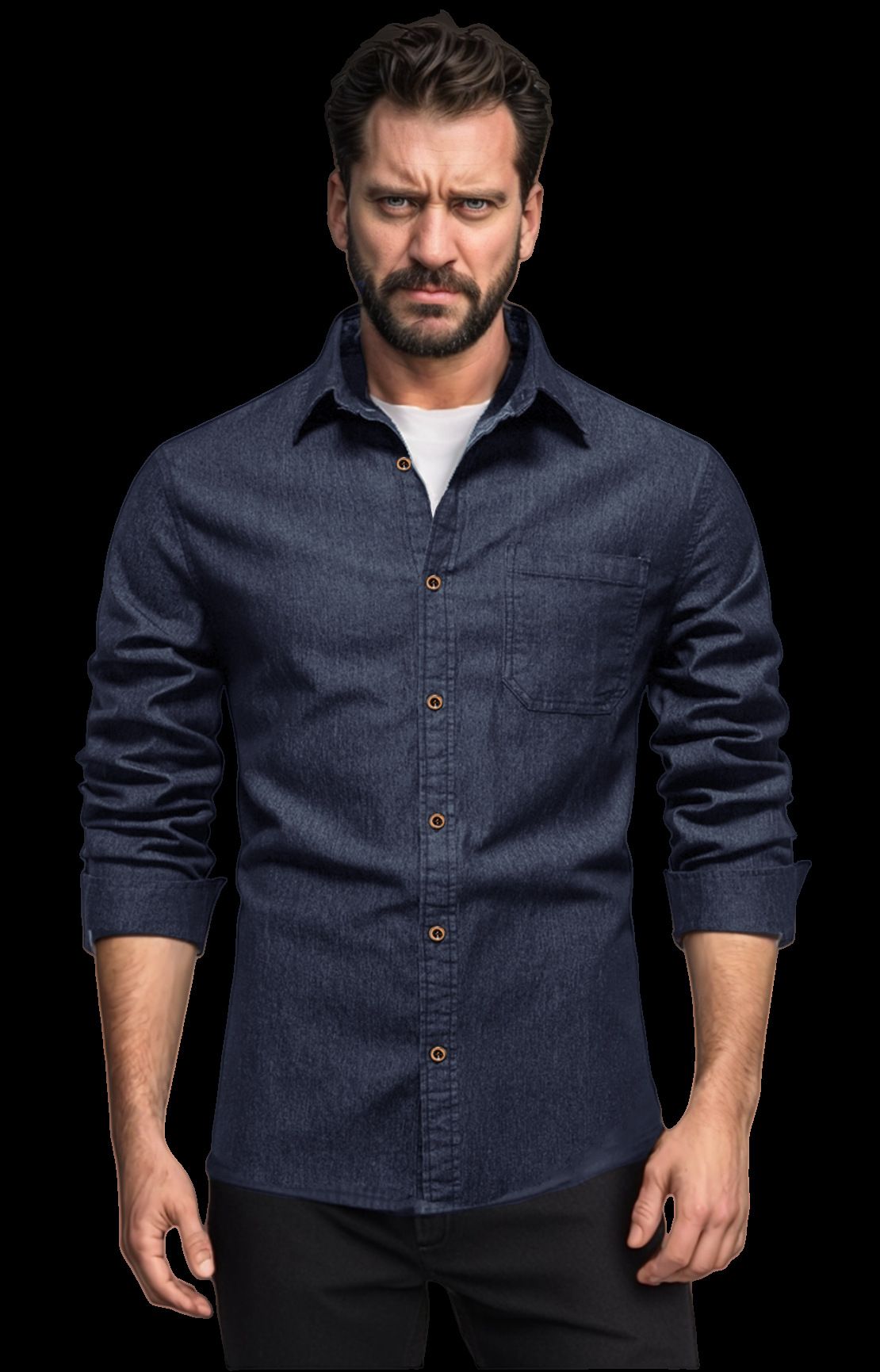 Men's Denim Shirt Jacket - Classic Open Front Casual Shirt For Men, Comfortable & Stylish, Multiple Colors & Sizes (S-3XL)_mkmklike.com