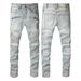 European And American Fashion Brand American Motorcycle Jeans Men's High Street Jeans Distressed Multi-pocket Slim Stretch 1098_mkmklike.com