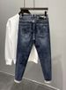Men's Slim Fit Distressed Jeans Washed Dark Blue Cropped Trousers Trendy Versatile New Spring Autumn Style_mkmklike.com