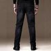 Men's Stretch Skinny Jeans Multi Layered Design Slim Fit Black Trousers Suitable For All Seasons_mkmklike.com