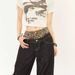 Y2K Leopard Print Denim Pants – Double Waistband Streetwear (S-XL, Black, Wide-Leg, Non-Stretch, High-Rise, Drop Cuff)_mkmklike.com