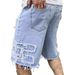 Men's Classic Fit Distressed Denim Shorts – Summer Ripped Casual Shorts With Vintage Wash, Straight Leg & Raw Hem_mkmklike.com