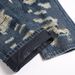 Men's Punk Distressed Jeans – Raw Edge Patchwork & Rebel Embroidery Slim Straight Fit (28-35) Tapered Straight Leg_mkmklike.com