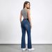 Cross-border Foreign Trade Women's Flared Knit Jeans, Comfortable Highly Elastic With Pockets, European And American_mkmklike.com
