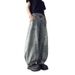 Women's American Retro Ripped Jeans High Street Design Loose Wide Leg Drape Pants Trendy Summer Hot Girl Clothing_mkmklike.com