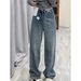 Spring And Autumn New Design Loose Straight-leg Jeans For Women, Vintage High-waisted, Slimming, Drapey, Versatile,_mkmklike.com