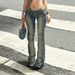 Women's Retro Distressed Patchwork Denim Jeans High Street Style Slim Fit Straight Leg Low Rise Trousers for Autumn_mkmklike.com