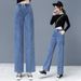 Women's Wide-Leg Jeans, New Spring Autumn Style, Elastic Waist, Loose Fit, Casual Straight Pants For And Junior High_mkmklike.com