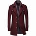 Men's Wool Wool Trench Coat Scarf Collar Mid Length Wool Coat Jacket_mkmklike.com