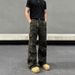 American Retro Multi-pocket Wide-leg Washed Camouflage Tooling Jeans Men's And Women's Niche Casual Loose Straight Trousers_mkmklike.com