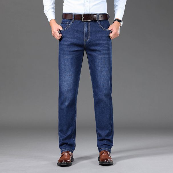 Men's Jeans Men's Loose Straight Elastic Spring And Autumn Thick Trousers_mkmklike.com