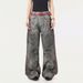Post-Industrial Style Heavy-Duty Distressed Dirty Denim Flared Pants Men's Niche Design Deconstructed Loose Wide-Leg_mkmklike.com