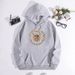 Men's Clothing sweatshirt moon bee print hooded back collar plus velvet sweatshirt_mkmklike.com