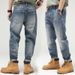 Men's Clothing Retro Street Trend Large Size Jeans For Men, Loose Slimming Straight Casual Distressed Jeans_mkmklike.com