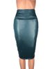 European Beauty Matching OL Matte Imitation Leather High Waist Hip Cover Midi Skirt Cover Hip Skirts_mkmklike.com