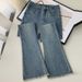 High Waist Stretch Flared Jeans For Women - Vintage Washed Denim With Raw Hem & Bootcut Design_mkmklike.com