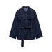 Vintage Waist-Tie Denim Jacket & High-Waisted Jeans Set – Retro Western Style Distressed Two-Piece Outfit_mkmklike.com
