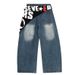 American Style Butt Curtain Tie Jeans For Men And Women, Autumn High Street Hip Hop Scimitar Pants, Trendy Loose_mkmklike.com
