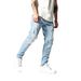 Men's Straight Fit Skinny Jeans - Classic Blue Denim Pants With Distressed Details For Streetwear Style_mkmklike.com