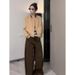 Women's Maillard Brown Wide-Leg Jeans 2025 Spring And Autumn New High-Waisted Loose Slimming Draped Floor-Length_mkmklike.com