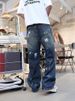 Trendy High Waist Men's Blue Jeans Aesthetic Style Vintage 2000s Streetwear Y2K Wide Leg Jean Autumn Ripped Trouser Baggy Denim Pants_mkmklike.com