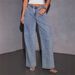 Women's High Waist Straight Leg Distressed Denim Jeans - Stretchy Comfortable Wide Leg Trousers For Casual Streetwear_mkmklike.com