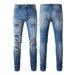 Pure Cross-Border Pants Slim Fit Street Style Trendy Brand Ripped Patched Beggar Men's Jeans Male Dropshipping_mkmklike.com