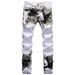 Urban Camo Print Jeans | Slim Fit Stretch Denim In White For Men With Breathable & Stretchy_mkmklike.com