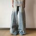 High-Waisted Flared Jeans – Vintage Washed Denim Pants For Women & Men (S-3XL) | 90s Retro Wide-Leg Style_mkmklike.com