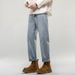 American Retro Spring Jeans, Men's Straight Harlan Small Feet Trendy Brand Washed Double Craft Middle Waist Youth Big Elasticity_mkmklike.com